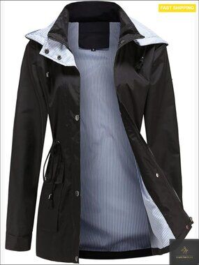 Lightweight Hooded Raincoat Waterproof Windbreaker Jacket with Detachable Hood